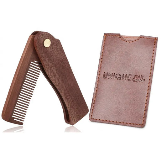 Men's Pocket Comb Folding Wooden Beard